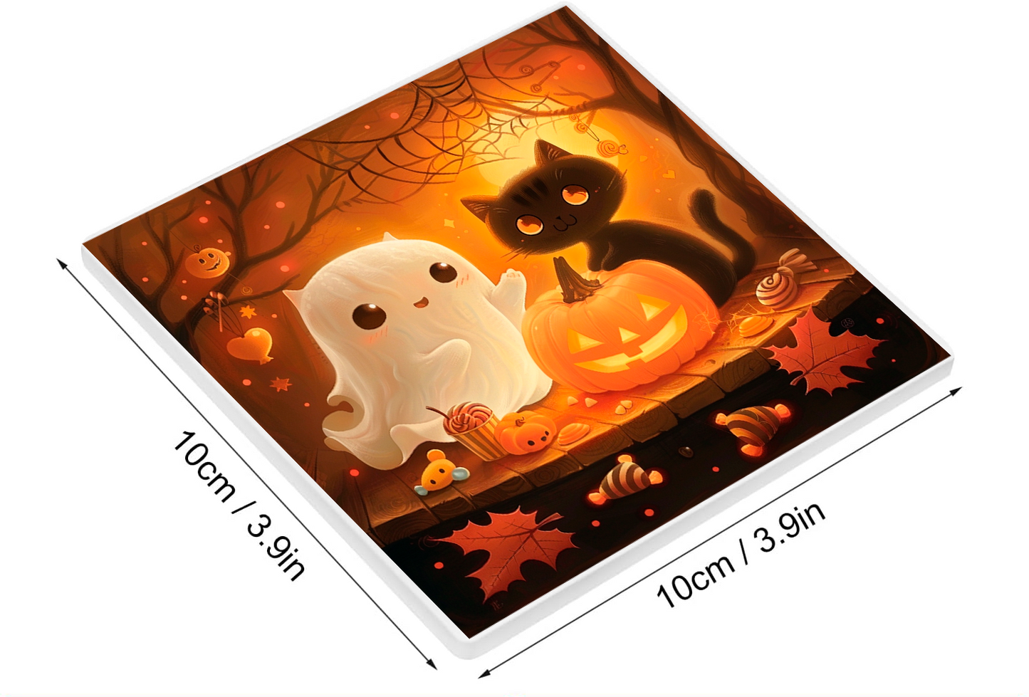 Sous Verre en céramique - Halloween - Duo Fantomatique