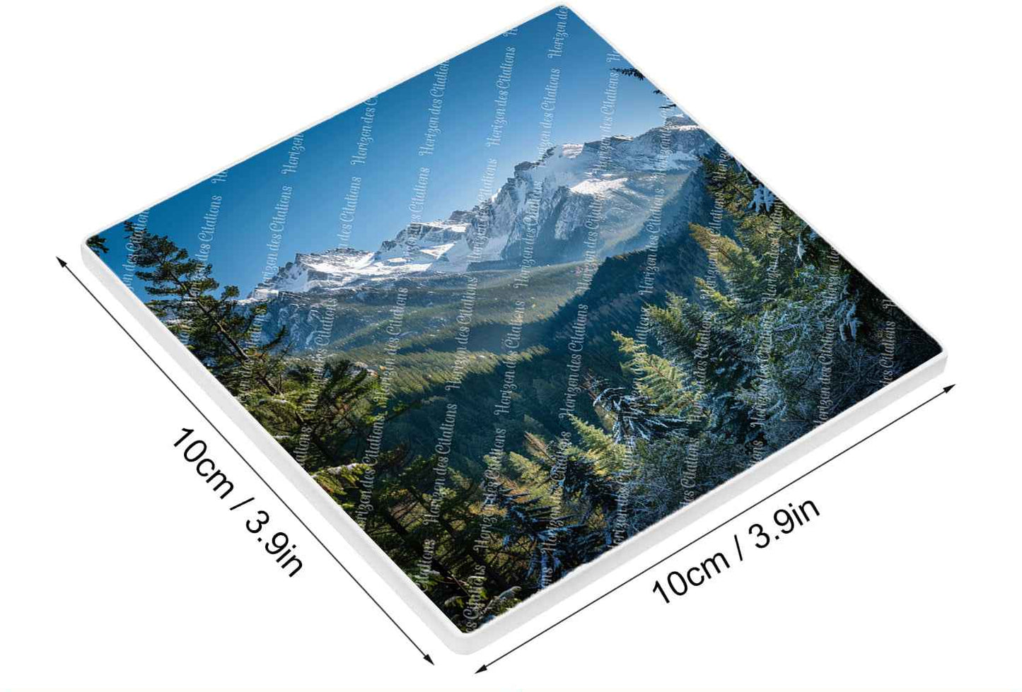 Dessous de verre en céramique 10x10 ens. de 4 - Hiver - Sommets Majestueux