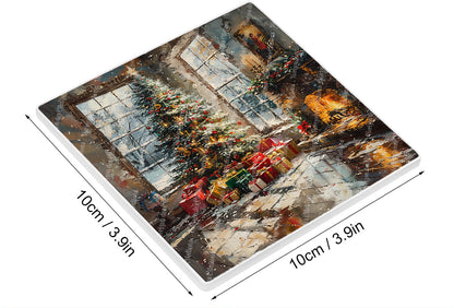 Sous Verre en céramique - Noël - Matin de Noël