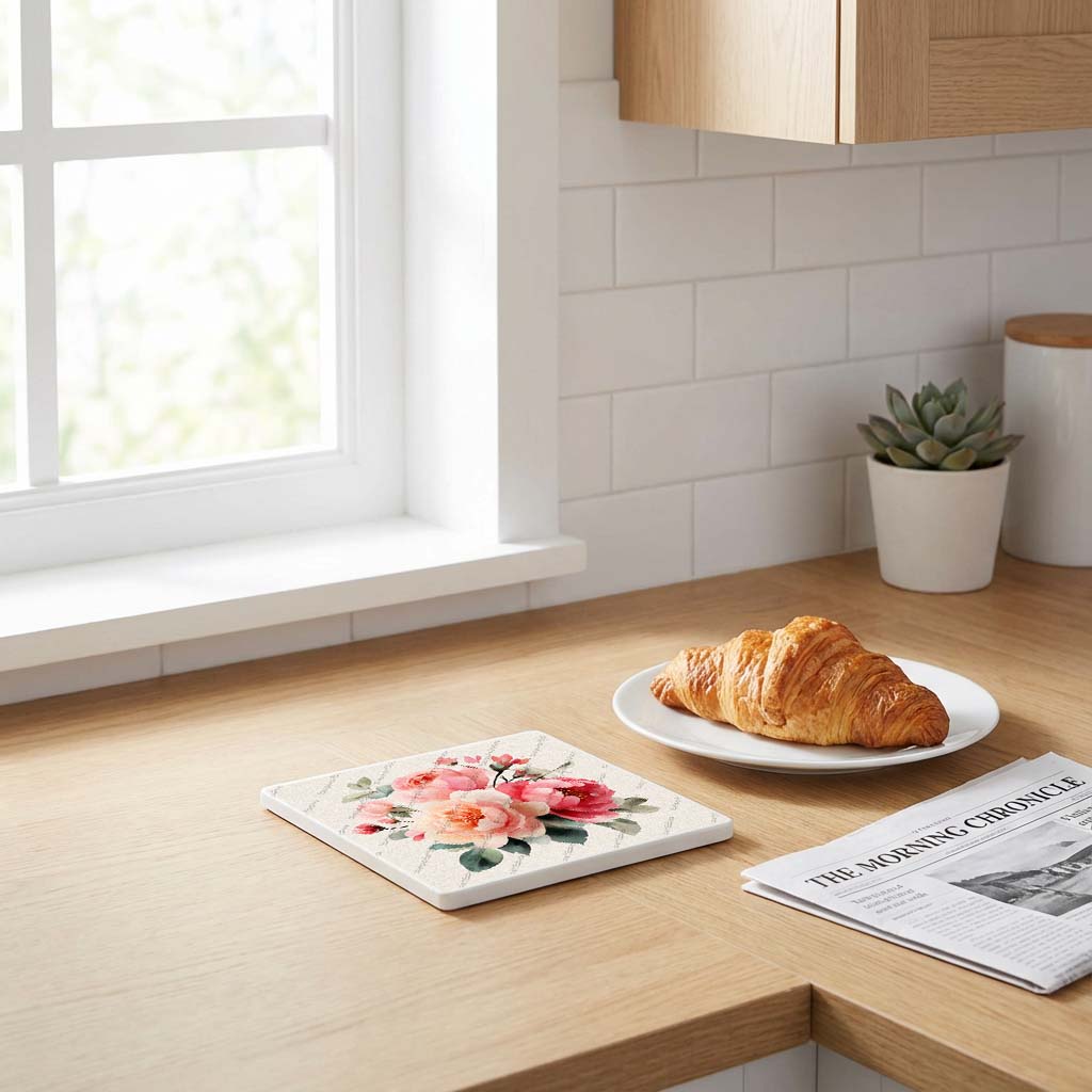 Ens. Sous verre céramique - Bouquet de Roses