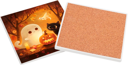 Sous Verre en céramique - Halloween - Duo Fantomatique