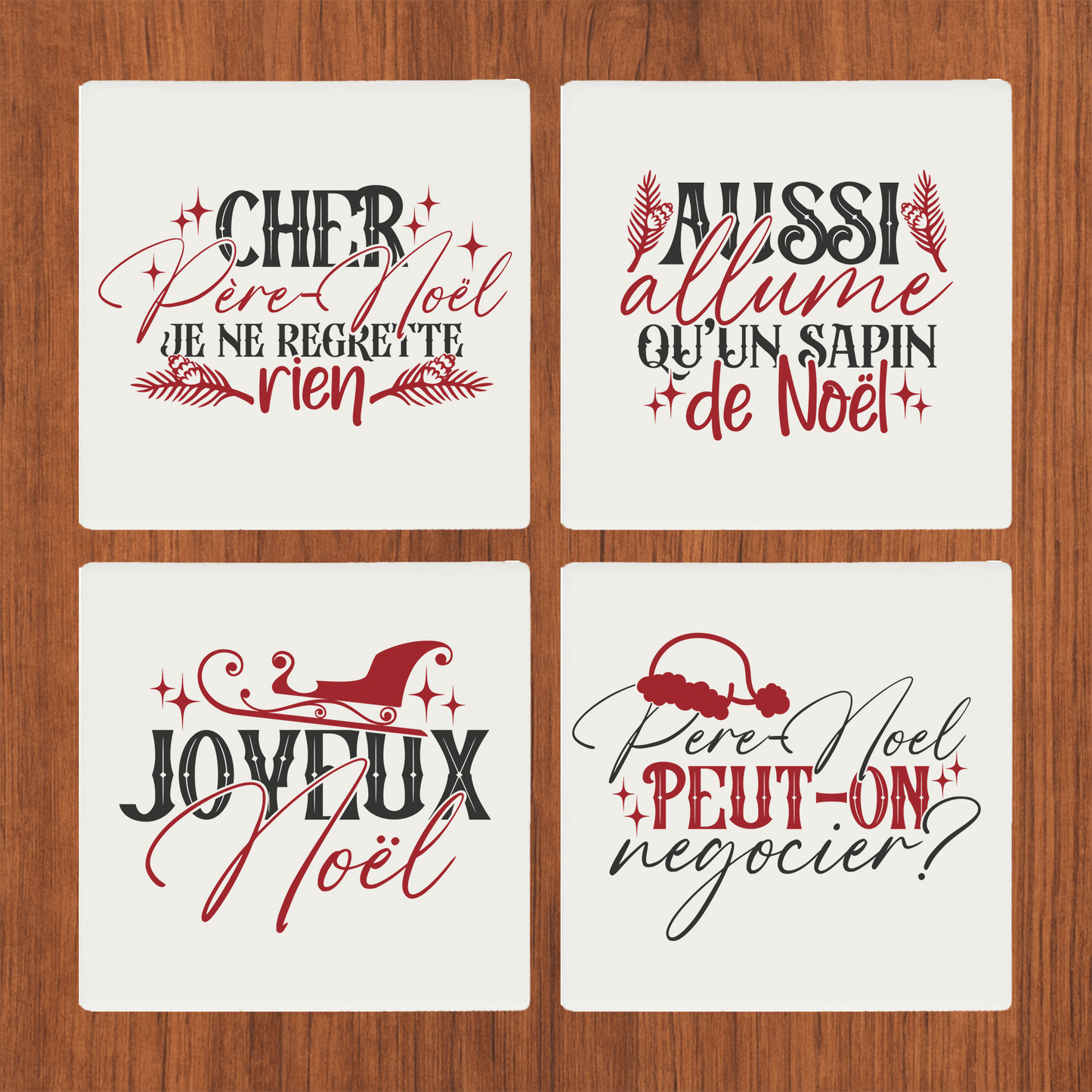 Sous Verre en céramique - Noël - Joyeux Sans Regrets