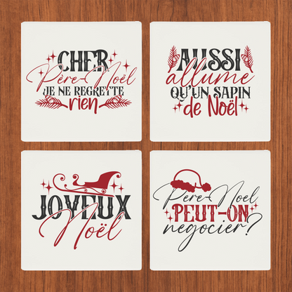 Sous Verre en céramique - Noël - Joyeux Sans Regrets