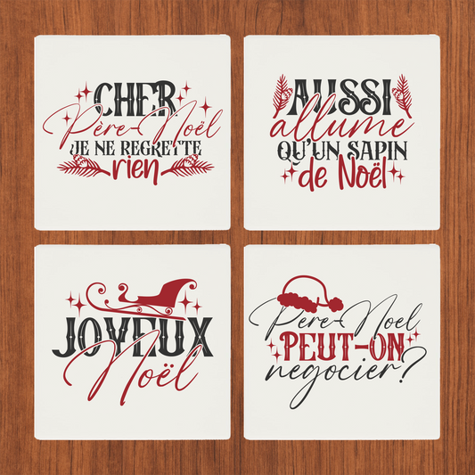 Sous Verre en céramique - Noël - Joyeux Sans Regrets