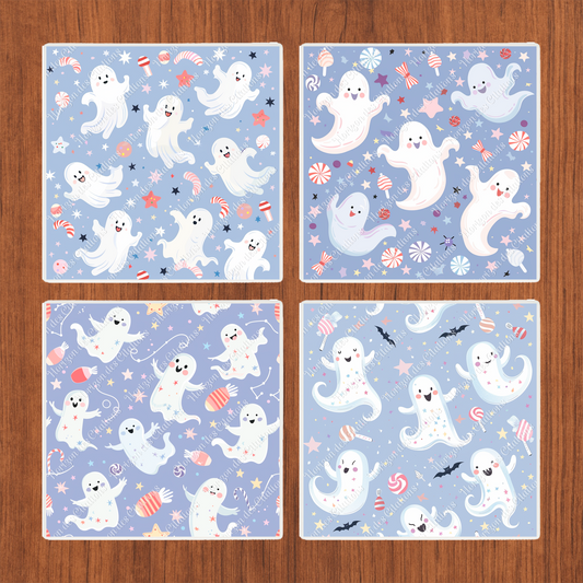 Sous Verre en céramique - Fantômes joyeux