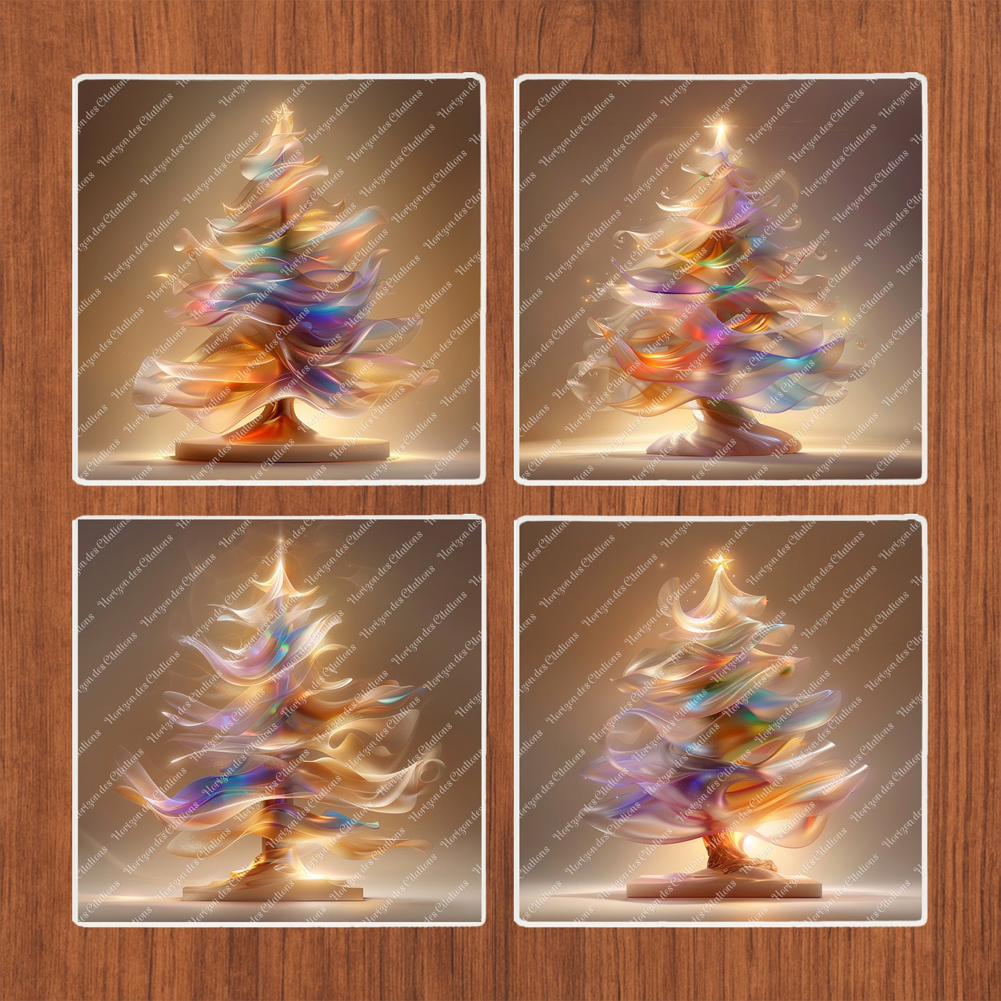 Sous Verre en céramique - Noël - Arbres de Lumière