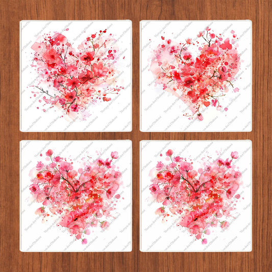 Dessous de verre en céramique 10x10 - St-Valentin - Éclats d'Amour