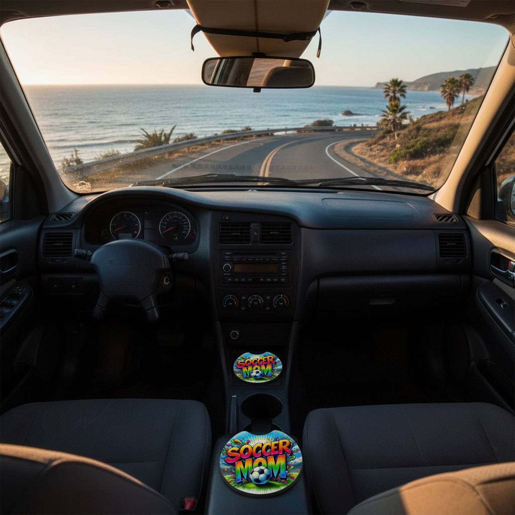 Sous-verre d'auto - Soccer Mom - ensemble de 2