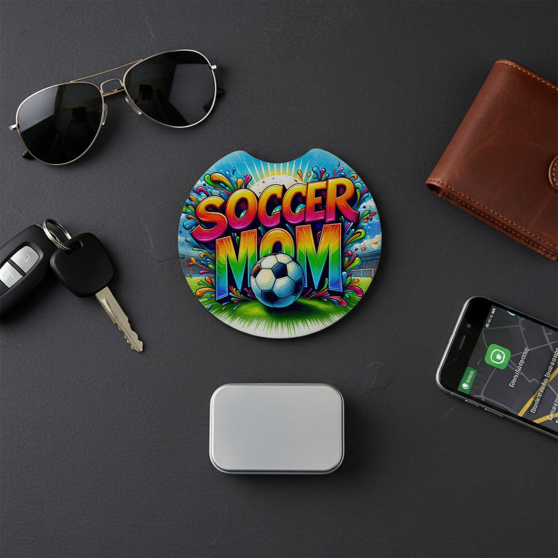 Sous-verre d'auto - Soccer Mom - ensemble de 2