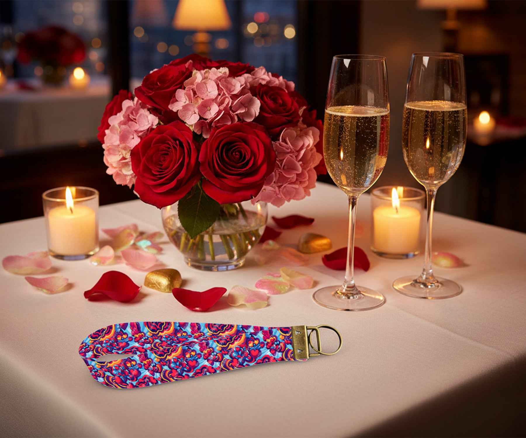 Porte-clés Tissu- St-Valentin - Pop Art Romantique