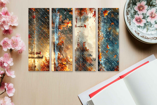 marque-pages en aluminiumm avec pompon - Automne - Reflets d'Automne