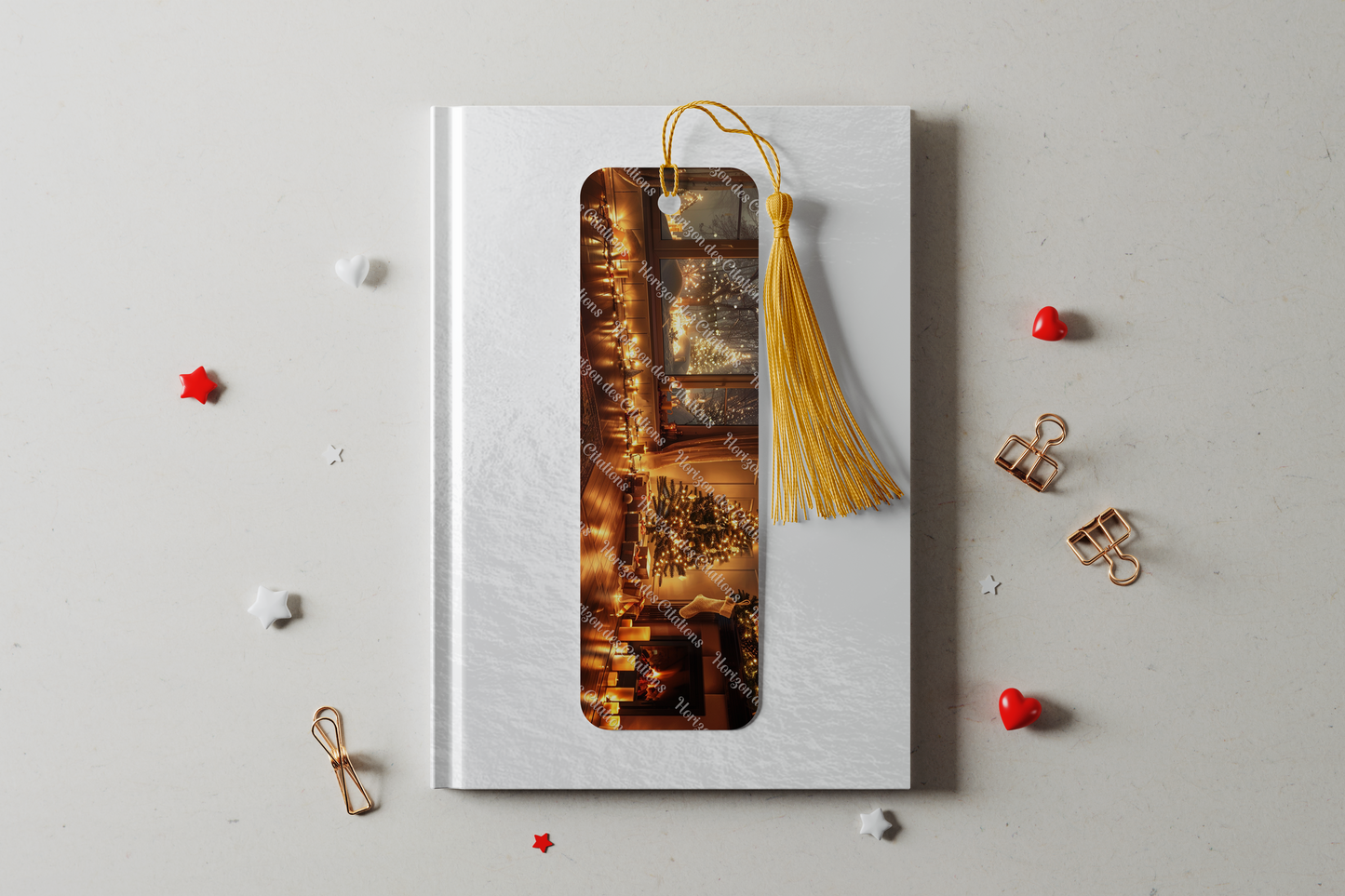 Ensemble de 4 signets en aluminium avec pompon - Noël - Magie des Guirlandes